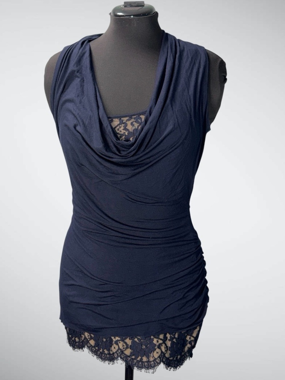 Women’s Bailey44 Navy Lace Trimmed Sleeveless Blouse Size Medium